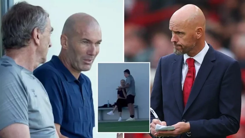 HLV Zidane bất ngờ xuất hiện trong buổi tập của Real Betis giữa những đồn đoán về tương lai của Ten Hag tại MU (Ảnh: Sportbible).